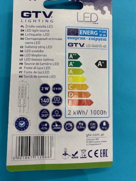 G 4, 2 Watt  neutral weiss, 3236